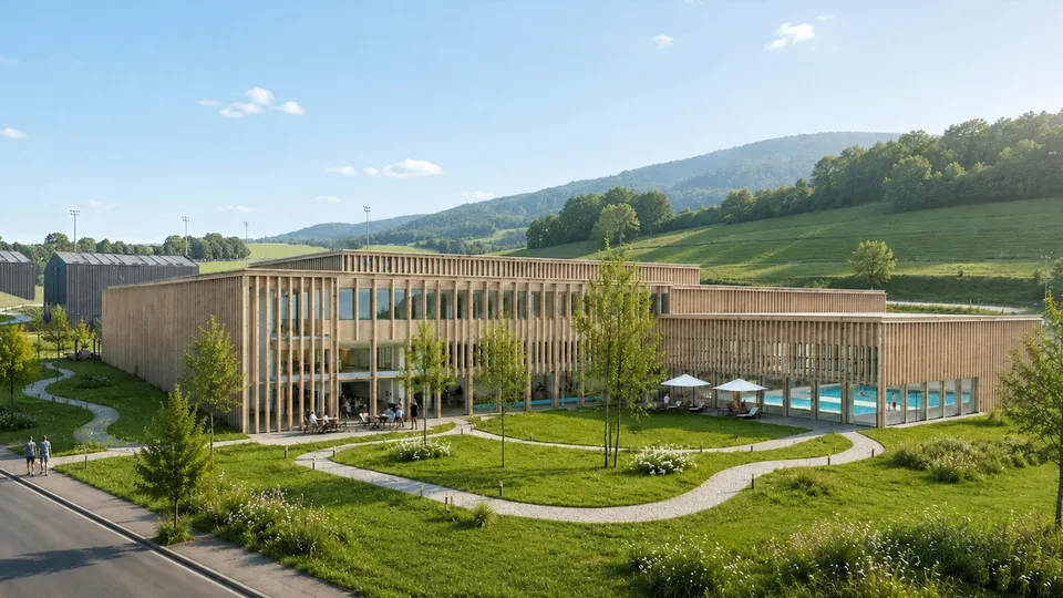 Image de synthèse du futur centre de natation
