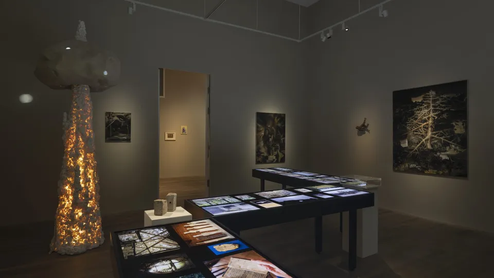 L’installation Stalagtor d’Emmanuelle Antille dialogue avec une sélection d’œuvres d’artistes invités et issues des collections du musée.